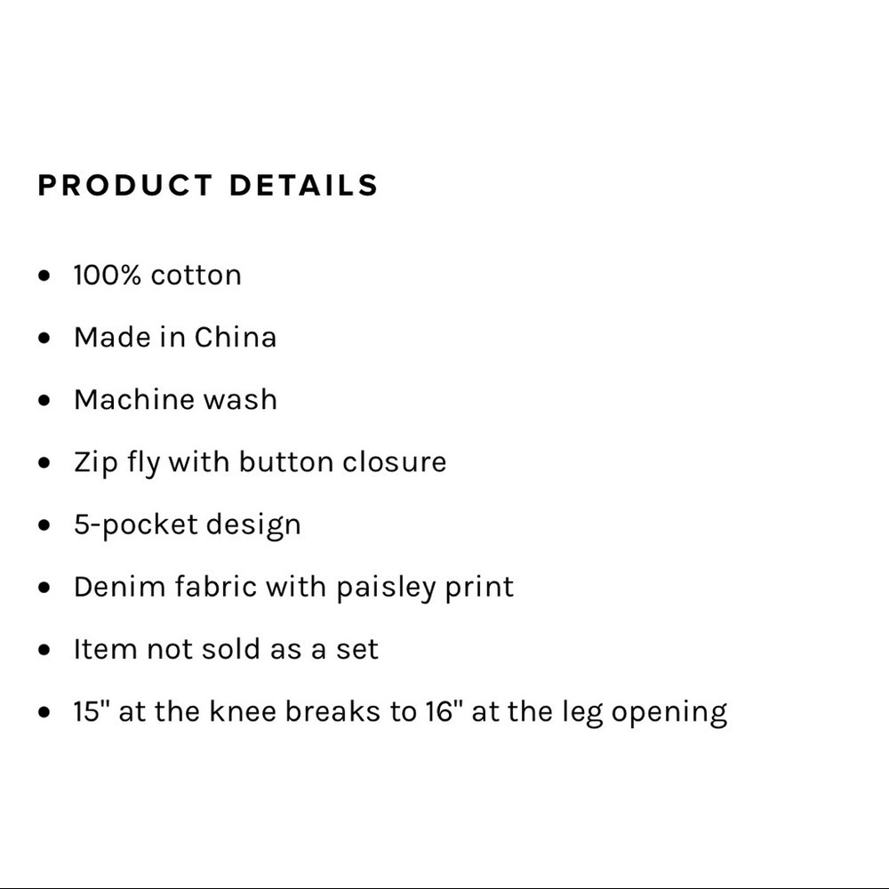 WeWoreWhat Revolve The Icon Jean in Paisley - Night 100% Cotton Sky Sz. 24 - Picture 9 of 14